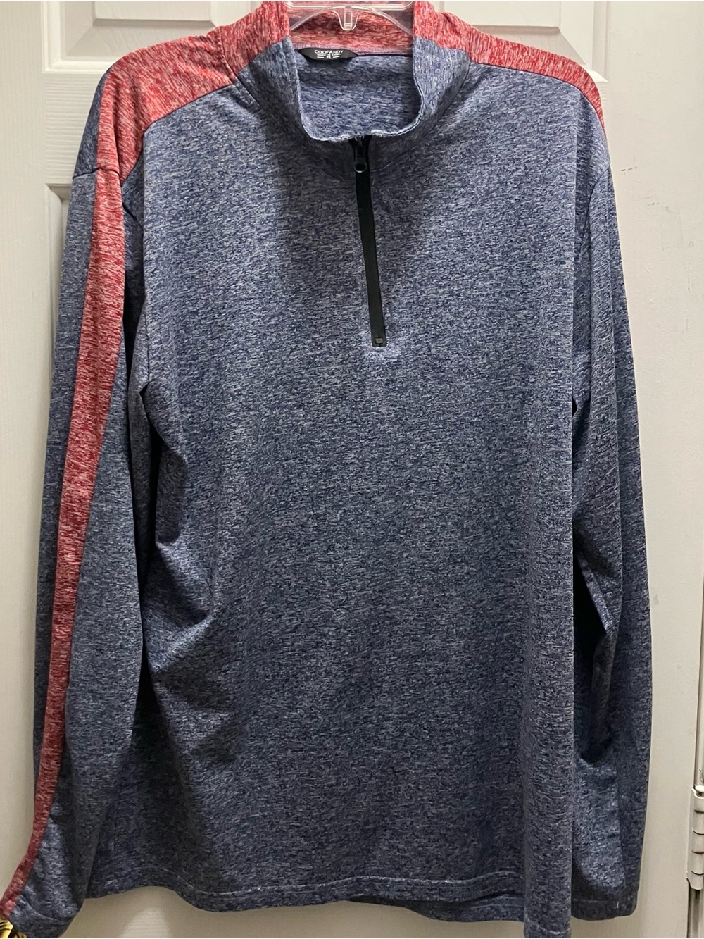 Coofandy Men's Causal Colorblock Mockneck Long Sleeve Pullover 3/4 Zip Top XL